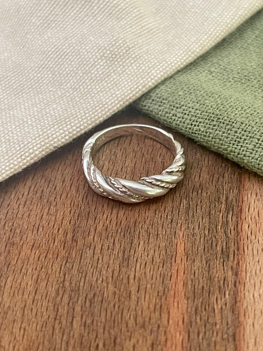 Woven Celtic Solid 925 Sterling Silver Ring SIZE 6 L Jewelry Handmade Vintage