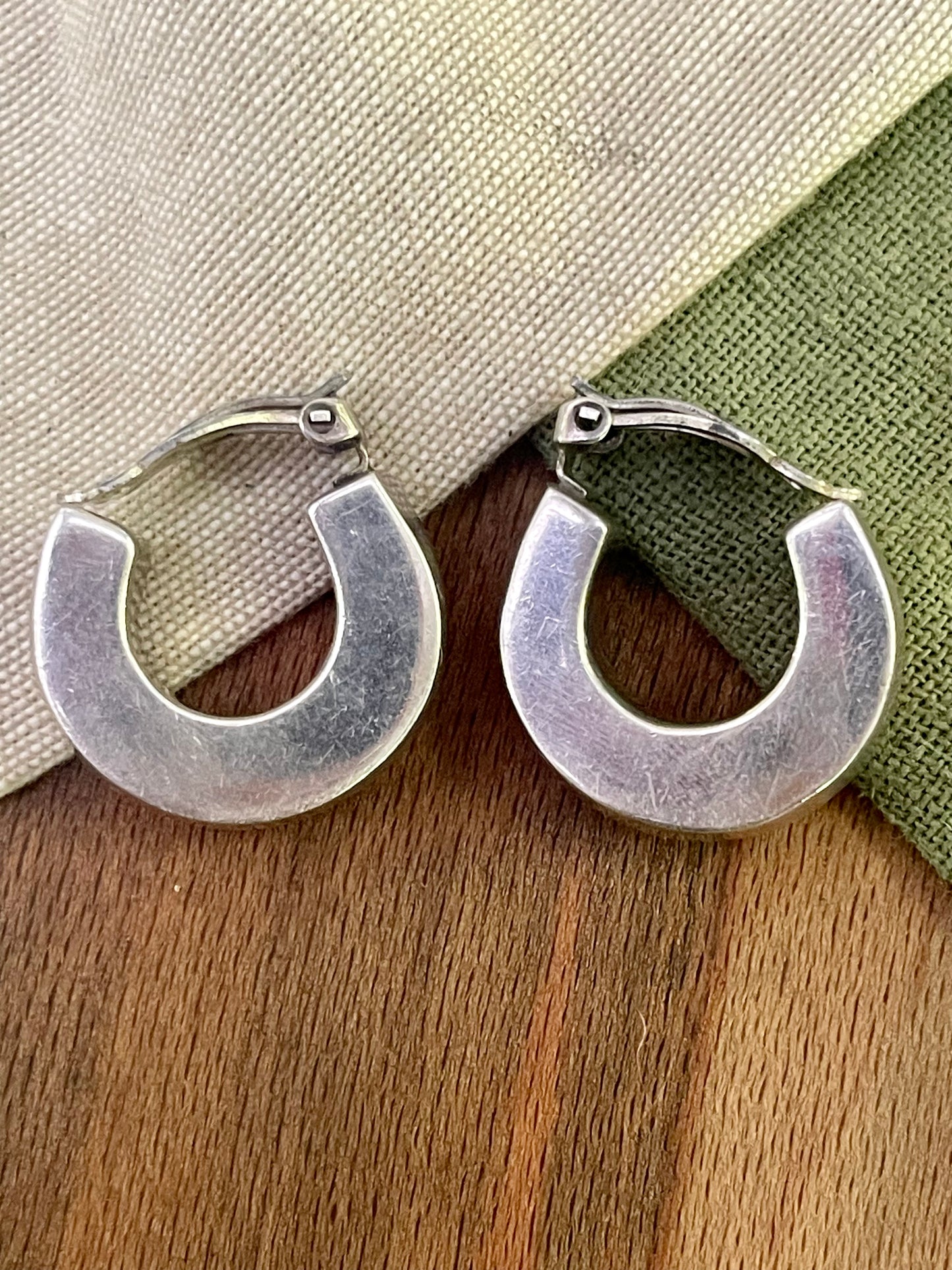Nice Thick Large Heavy Clip on Hoop Silver Earrings Sterling 925 Silver Vintage