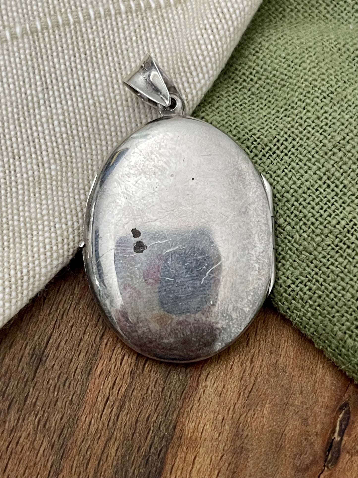 Photograph Locket Pendant Solid Sterling 925 Silver Vintage Jewelry Photo Hair