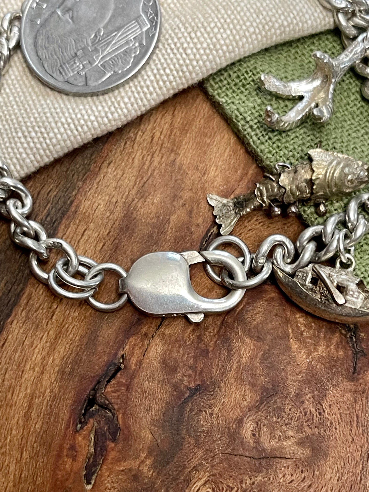 Heavy Fully Loaded Antique Charm Bracelet Solid Sterling 925 Vintage Silver
