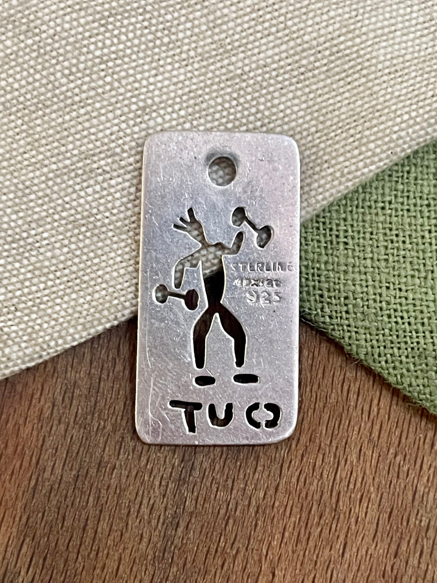 Working OUT Gym Dog Tag Necklace Pendant Solid 925 Sterling Silver Vintage Retro