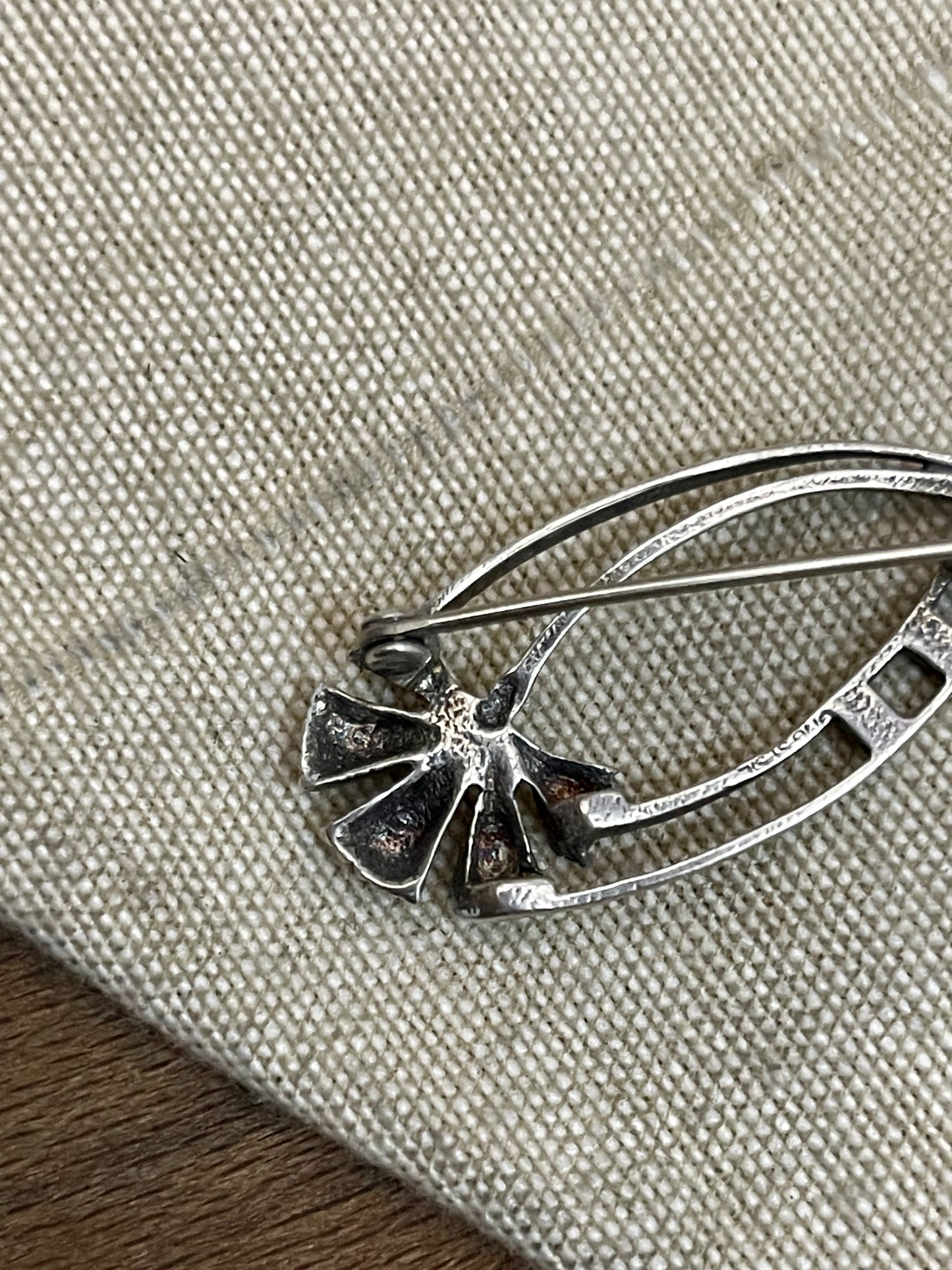 1920s 1930s Art Nouveau Art Deco Brooch Pin Solid 925 Sterling Silver Antique