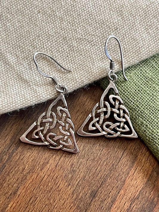 Woven Celtic Scottish Irish Hooks Earrings Solid Sterling 925 Silver Jewelry