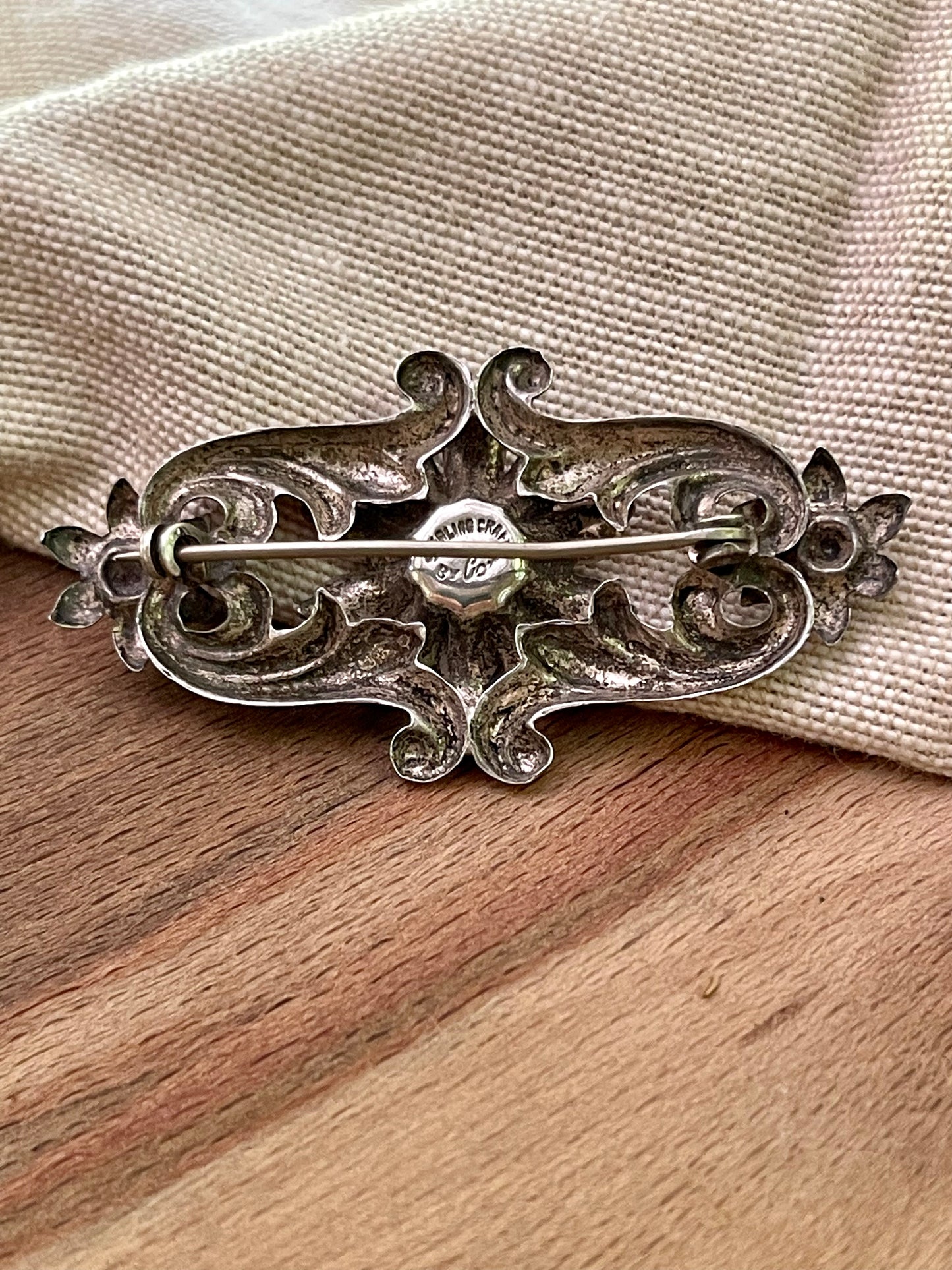 Lovey 1950s Large Sterling 925 Silver flower Brooch Statement Jewelry Piece 20s