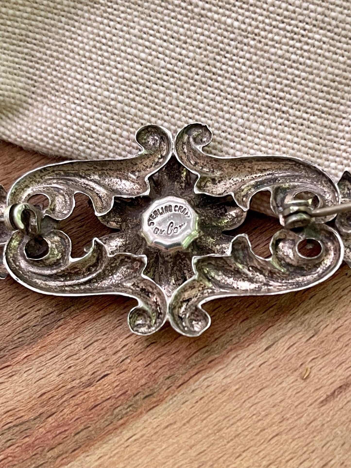 Lovey 1950s Large Sterling 925 Silver flower Brooch Statement Jewelry Piece 20s