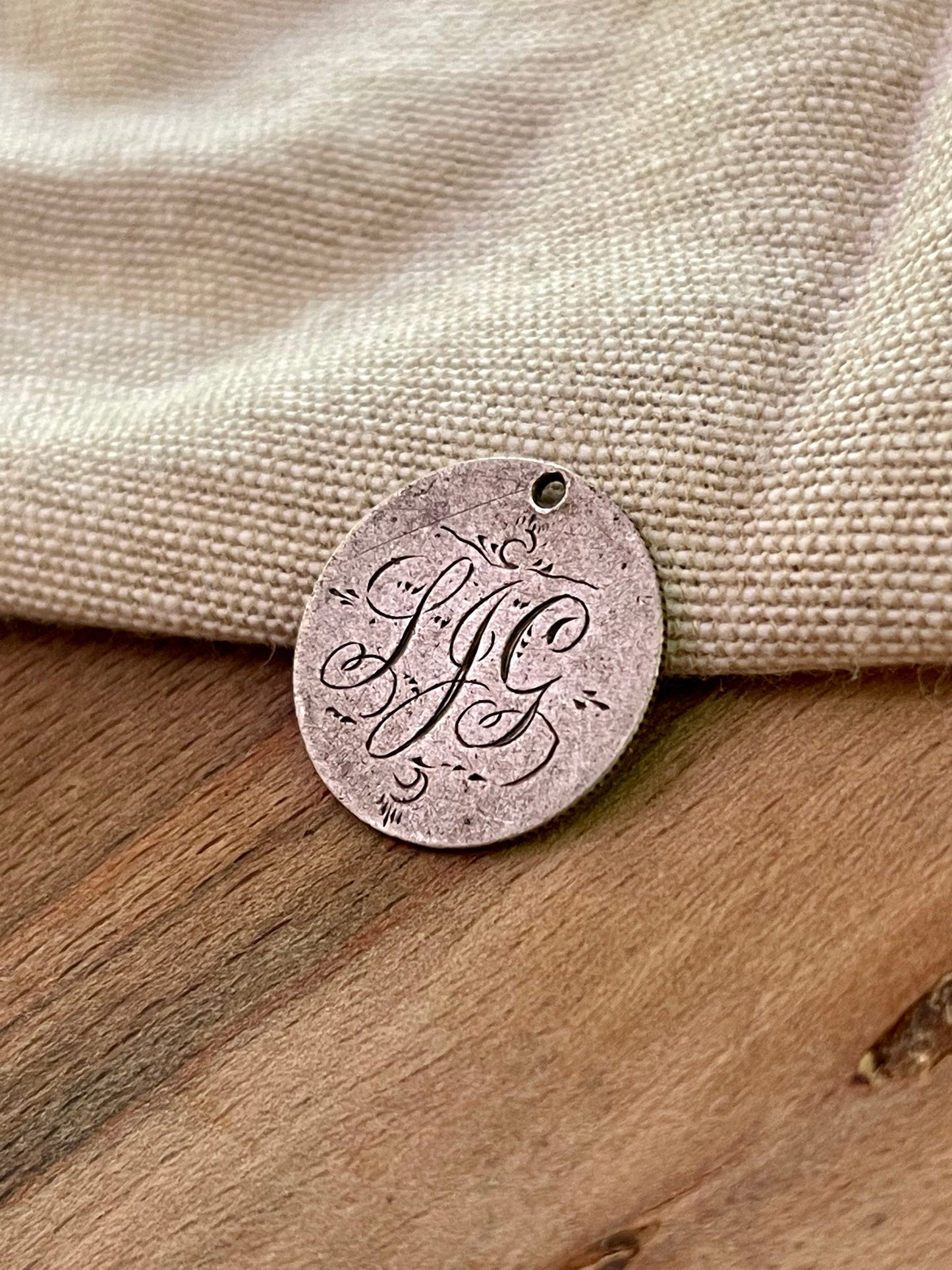 Cute Small Engraved Coin Pendant Sterling Silver 3 Pence Antique Vintage Jewelry