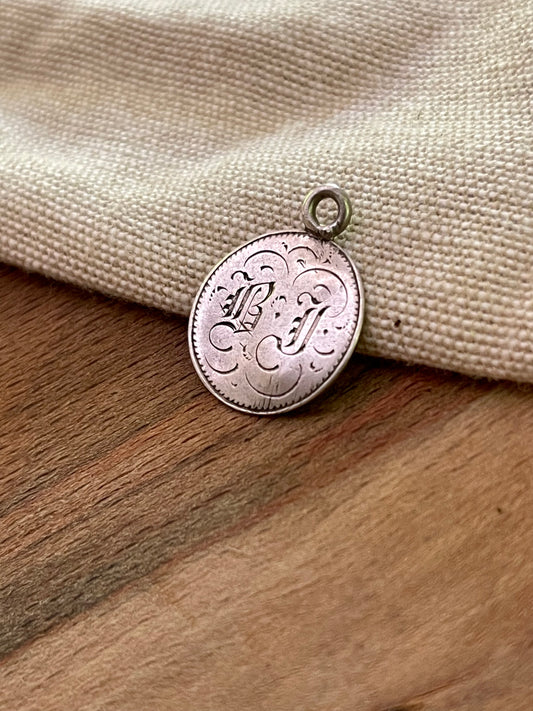 Cute Small Engraved Coin Pendant Sterling Silver 3 Pence Antique Vintage Jewelry