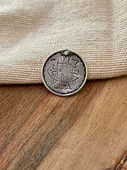 Cute Small Engraved Coin Pendant Sterling Silver 3 Pence Antique Vintage Jewelry