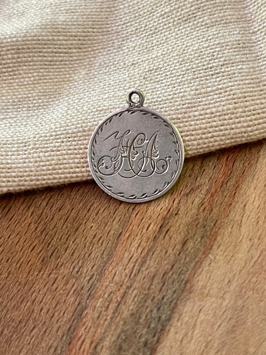 Cute Small Engraved Coin Pendant Sterling Silver 3 Pence Antique Vintage Jewelry