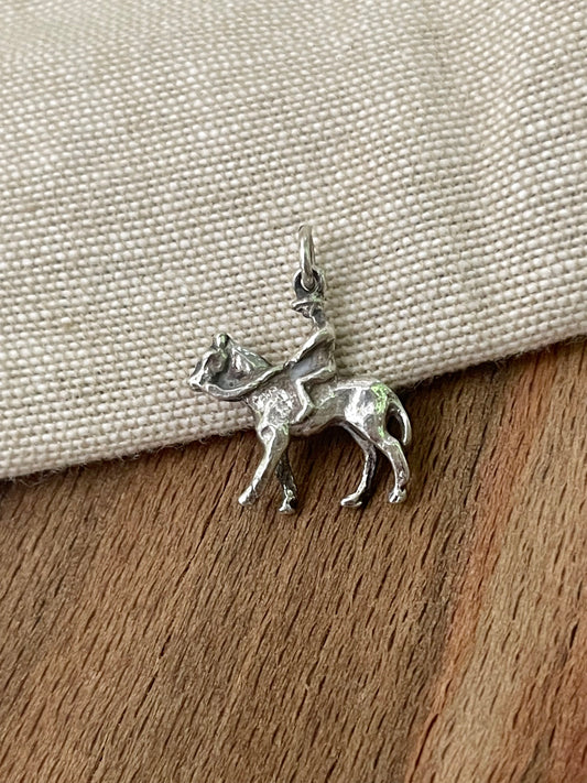 Cute Horse Riding Equestrian Charm Pendant Sterling 925 Silver Jewelry Gift