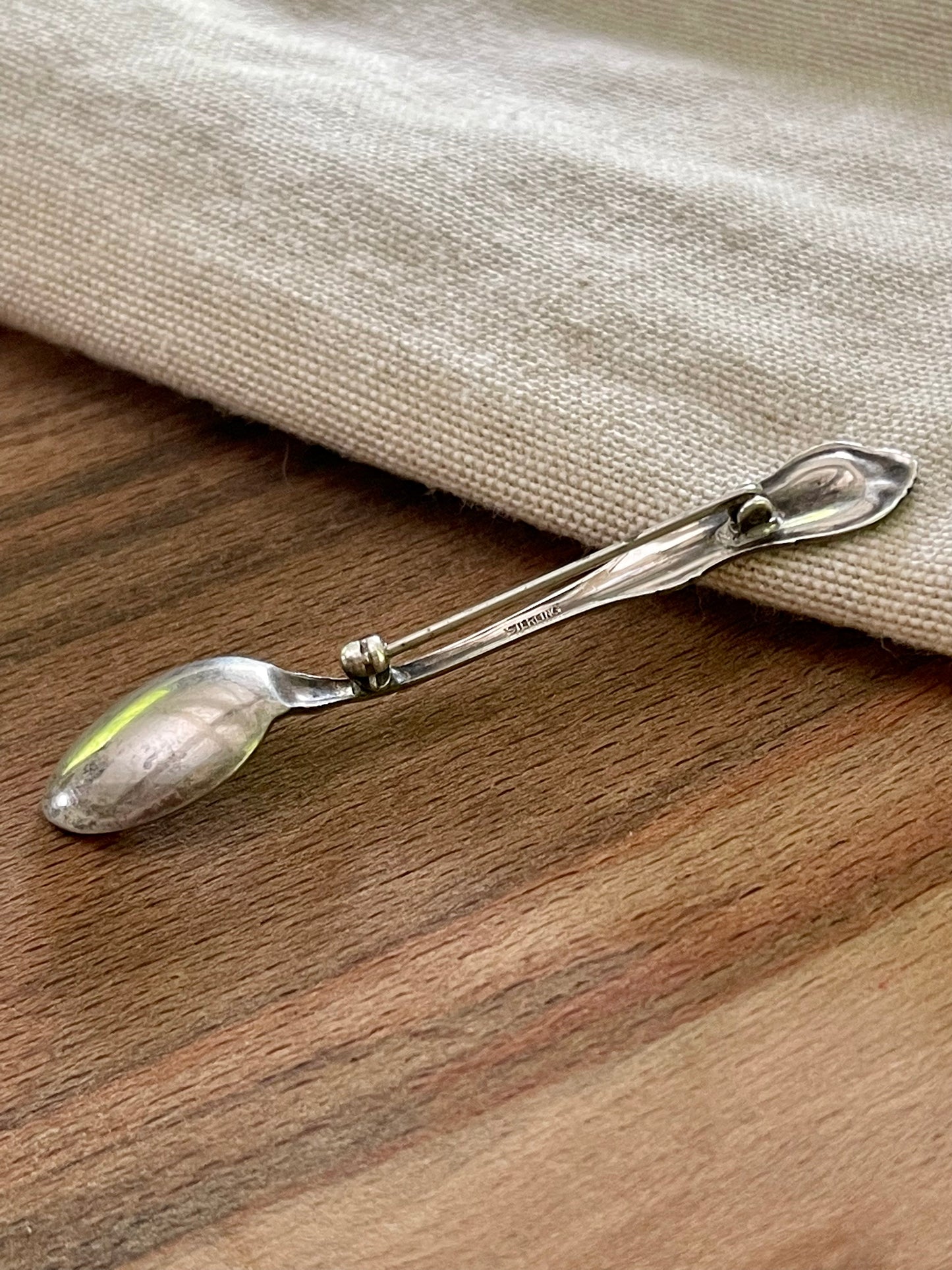 1930s Spoon Brooch Sterling 925 Silver Vintage Retro Modernist Jewellery Gift