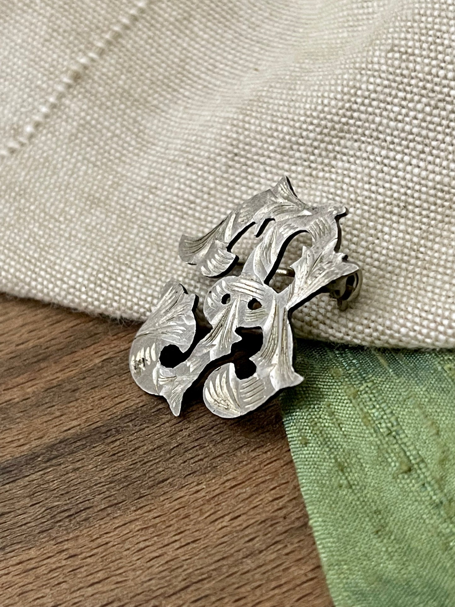 Nice Initial Letter B Brooch Sterling 925 Silver Vintage Retro Jewellery Gift