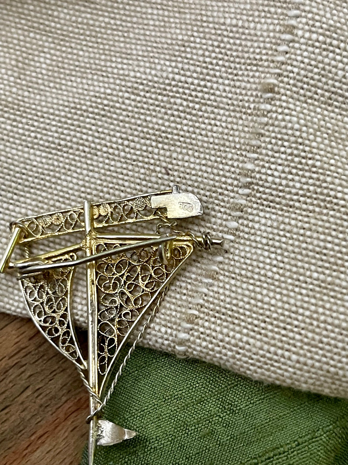 Lovely Boat Sailing Brooch Sterling 925 Silver Vintage Retro Jewellery1950s