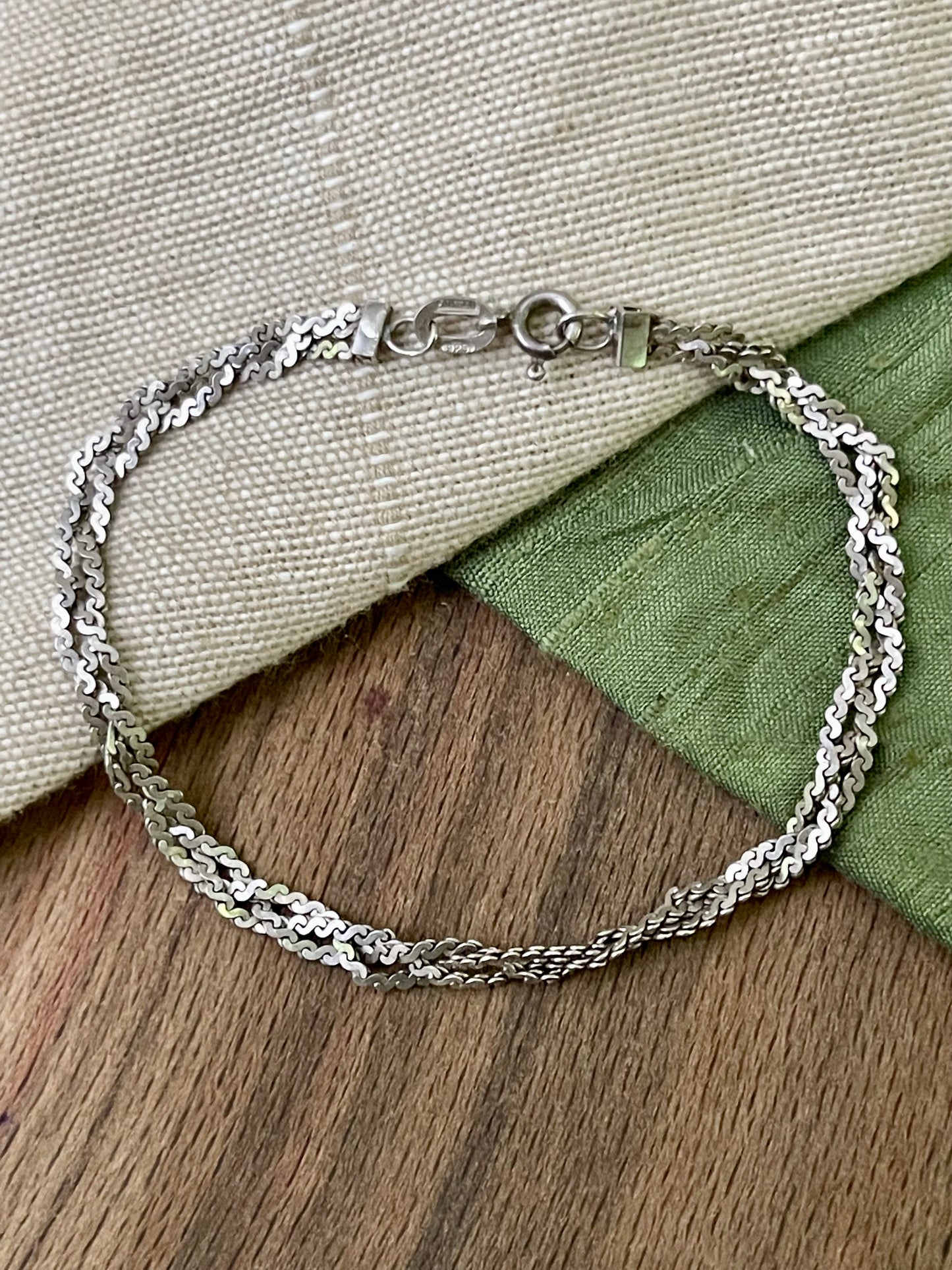 Nice Twisted Flat Link Bracelet Charm Chain Solid Sterling 925 Silver Jewelry