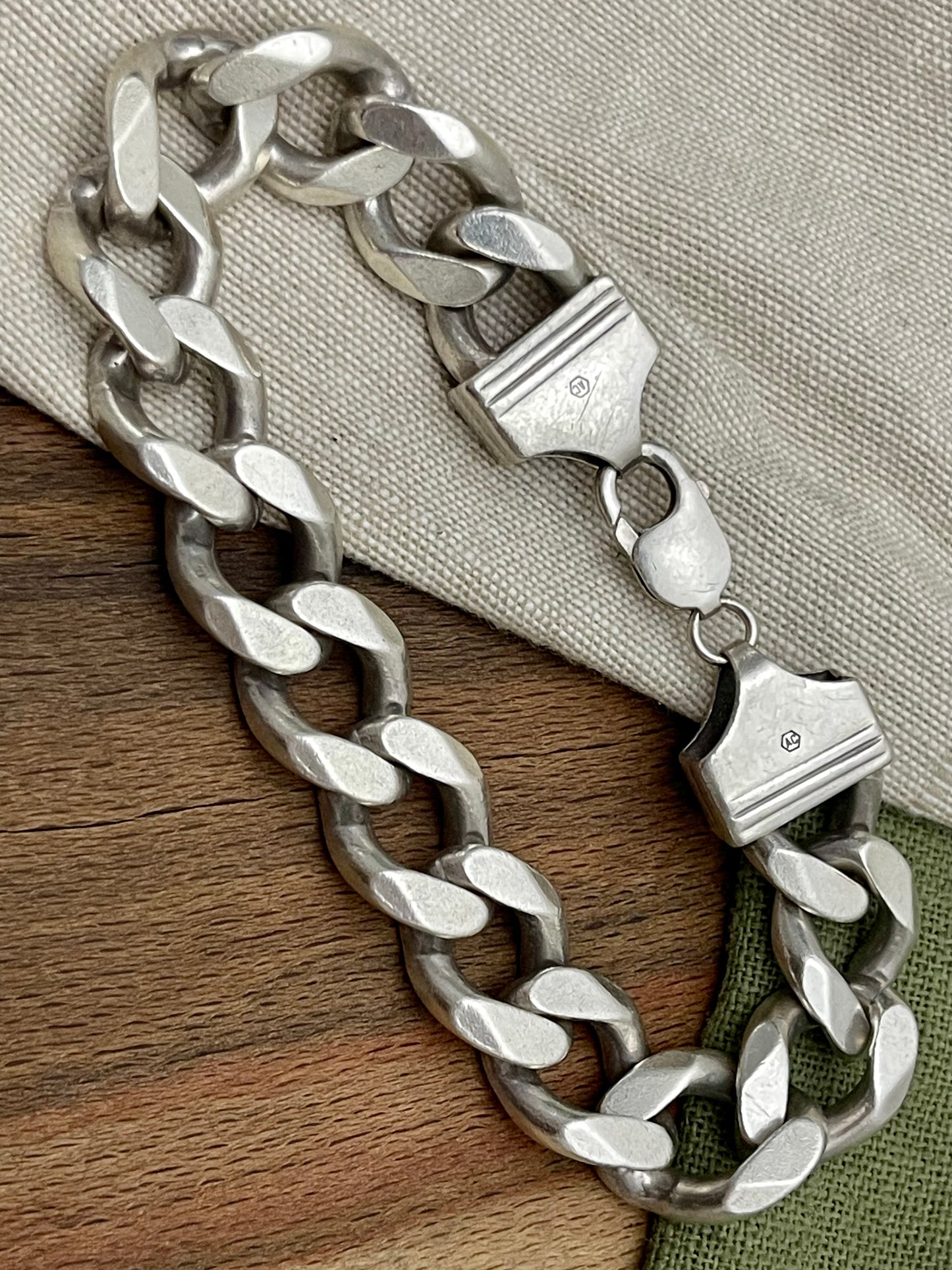 Chucky Heavy Thick Curb Link Chain Bracelet Solid Sterling 925 Vintage Silver