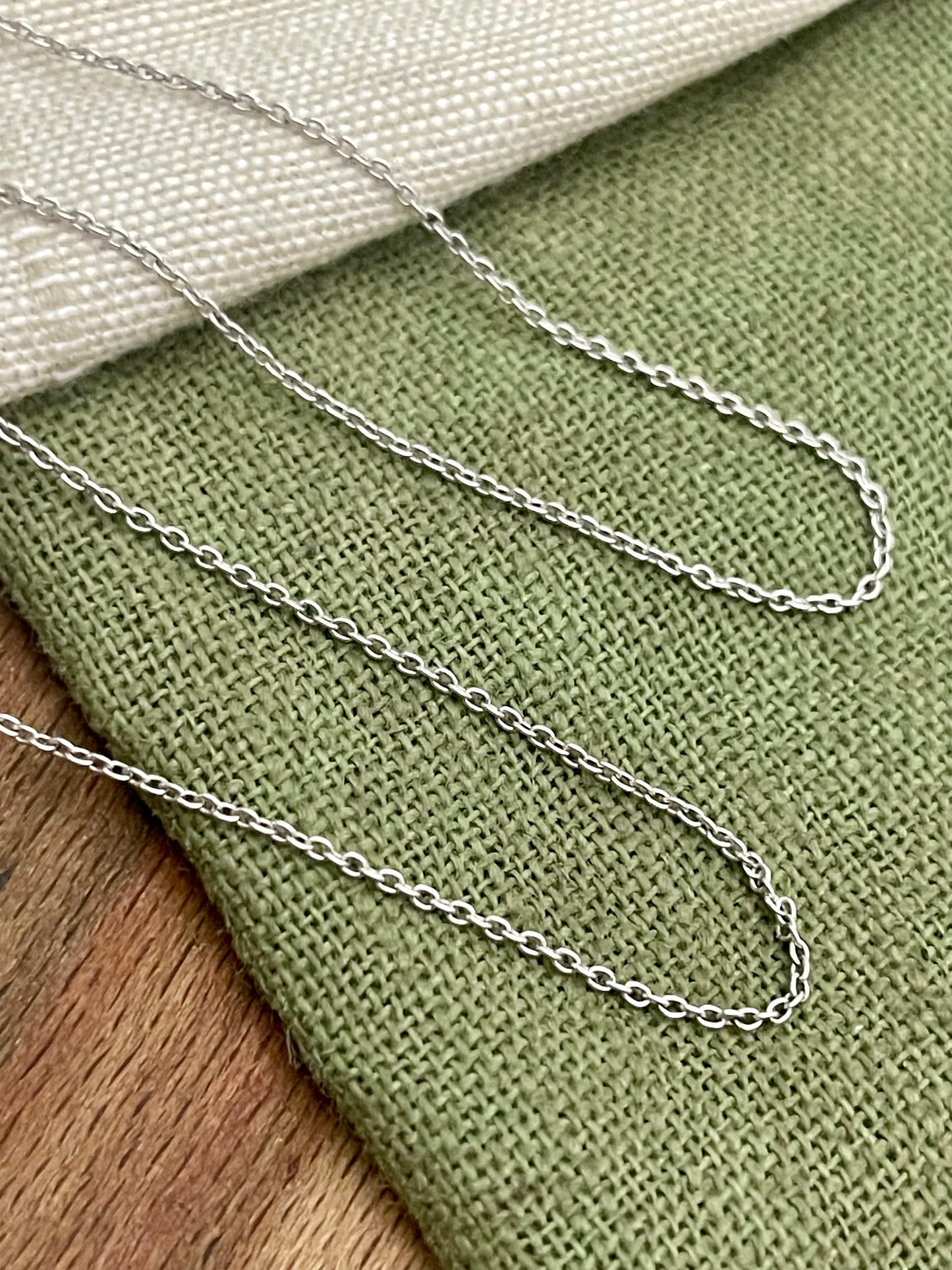Thin Belture Link Chain Necklace Solid Sterling 925 Silver 17" Inch Jewellery